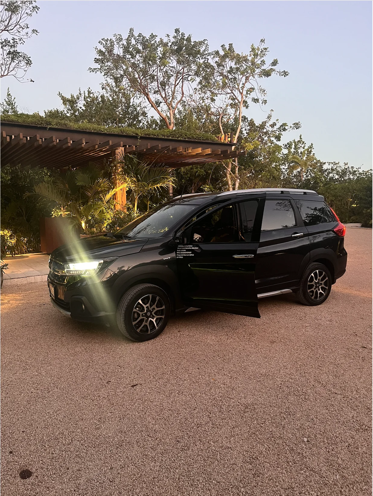 Front view of the Suzuki at hotel pickup